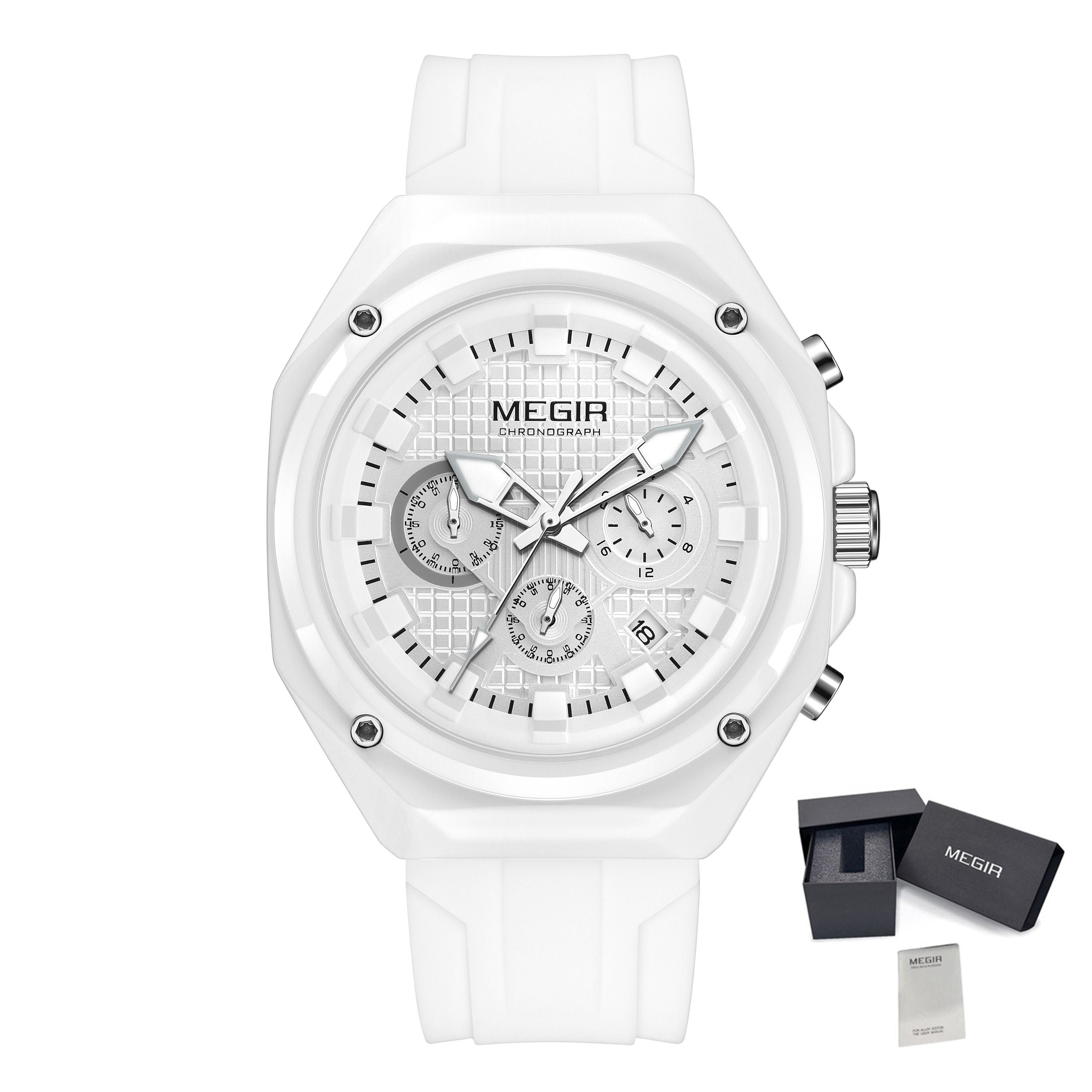 MEGIR Brand Men Quartz Watch Luxury Sport Wristwatches Waterproof Luminous 24 Hours Chronograph Clock Date Reloj Hombre 8118