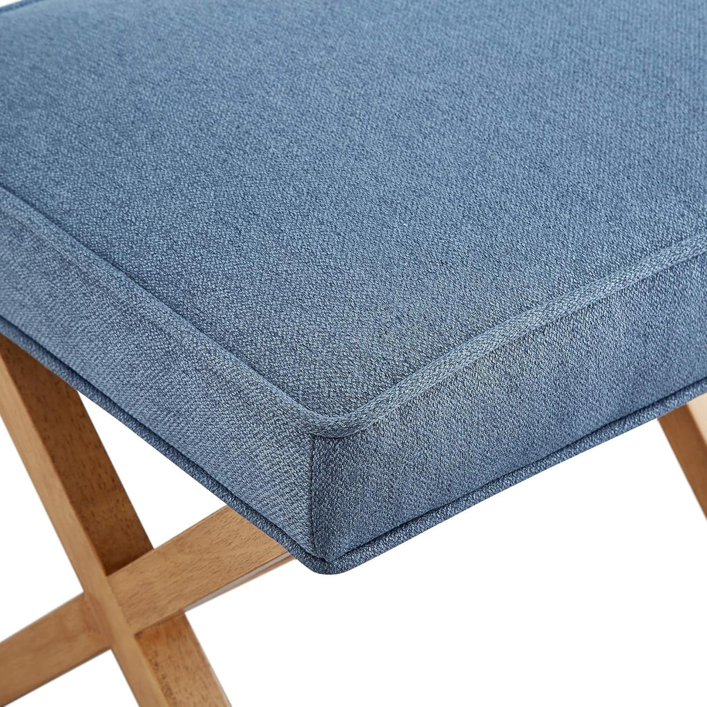 Indigo Blue Upholstered Ottoman Foot Stool 20Wx18Dx18H