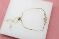 18K Gold Filled Adjustable Box Chain Bracelet With CZ Cubic Zirconia Stones And Snake Charm (I141)