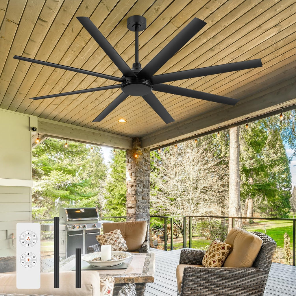 65 Inch Matte Black Ceiling Fan With Remote Quiet DC Motor-0
