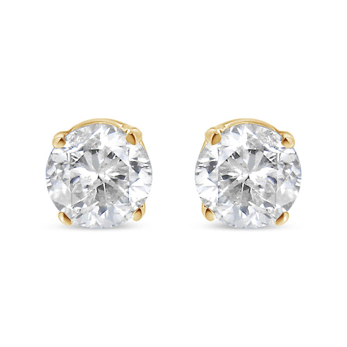 14K Yellow Gold 1/2 Cttw Round-Cut Diamond Solitaire Stud Earrings (O-P Color, SI2-I1 Clarity)