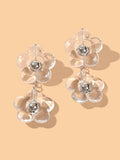 Transparent Flower Chunky Resin Acrylic Big Statement Pierced Earrings for Party