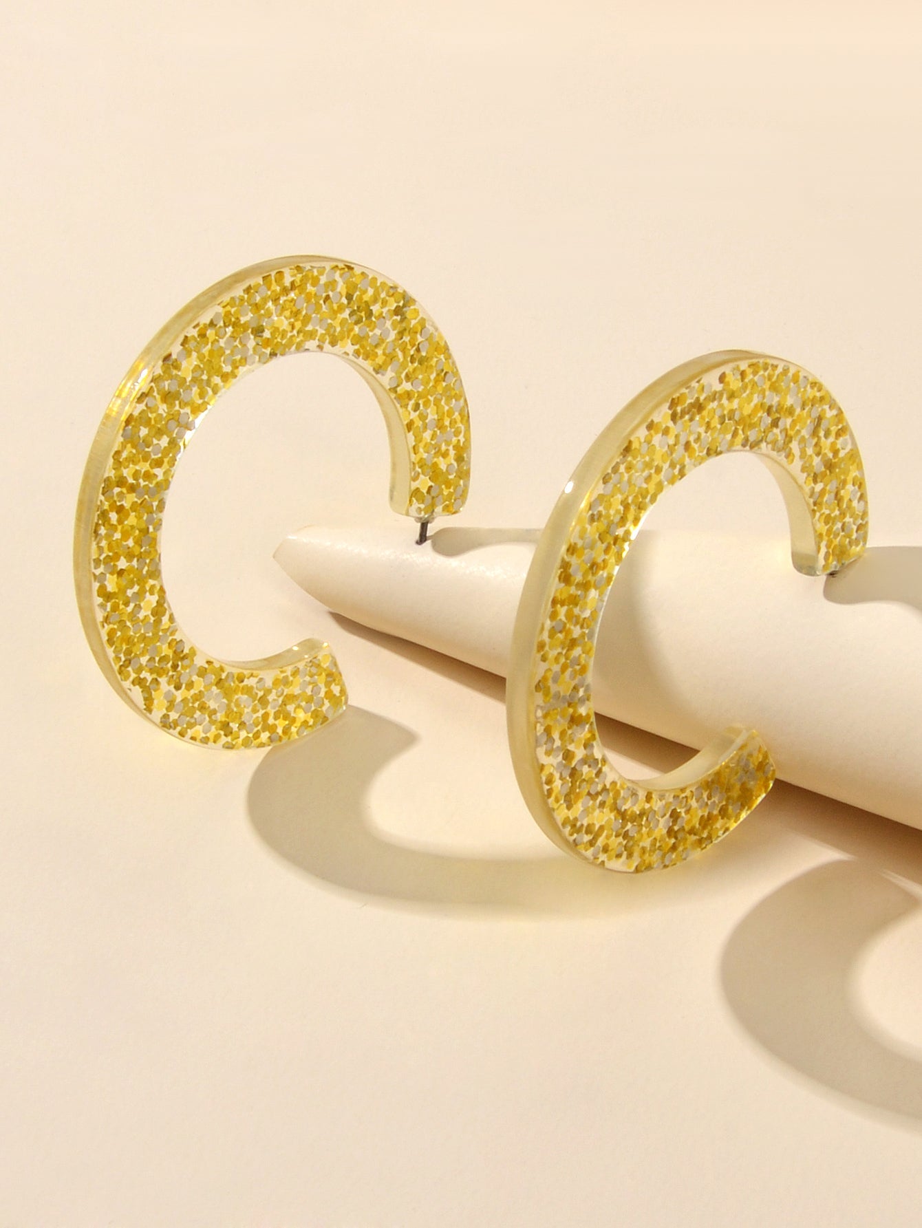 Statement Gold Resin Geometric Acrylic C Shape Hoop Earrings Party Decoration