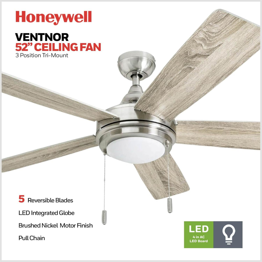 Ventnor 52 Inch Indoor Ceiling Fan LED Light For Rooms-1