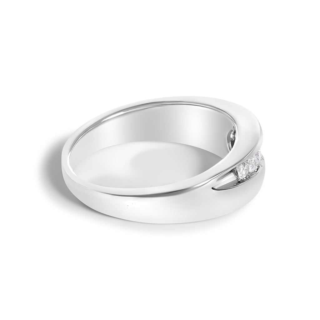 Men's.925 Sterling Silver 1/2 Cttw Diamond 9 Stone Band Ring
