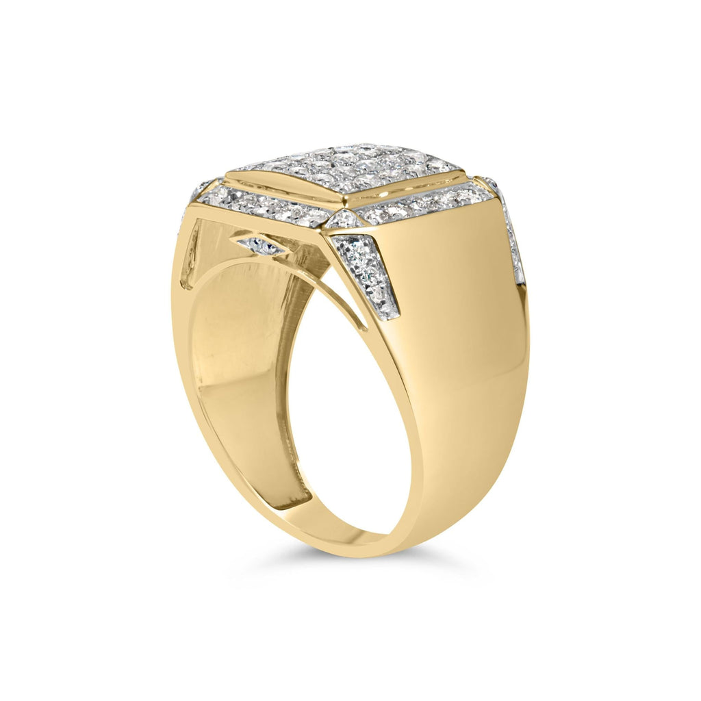Men's 10K Yellow Gold 2 1/8 Cttw Diamond  Composite Cluster Cocktail Ring Band