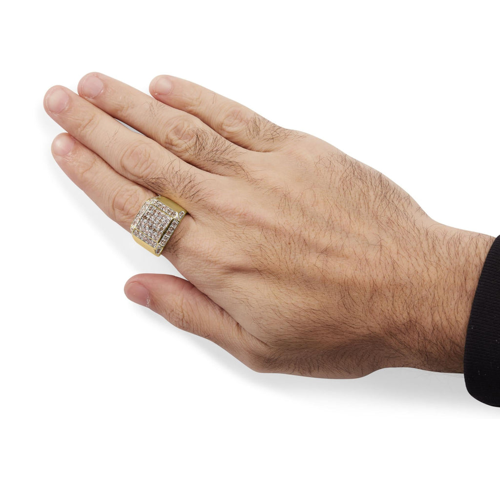 Men's 10K Yellow Gold 2 1/8 Cttw Diamond  Composite Cluster Cocktail Ring Band