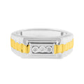 10K Yellow Gold Plated .925 Sterling Silver Diamond Accent Miracle-Set 3 Stone Ridged Band Gentlemen's Fashion Ring (I-J Color, I2-I3 Clarity)