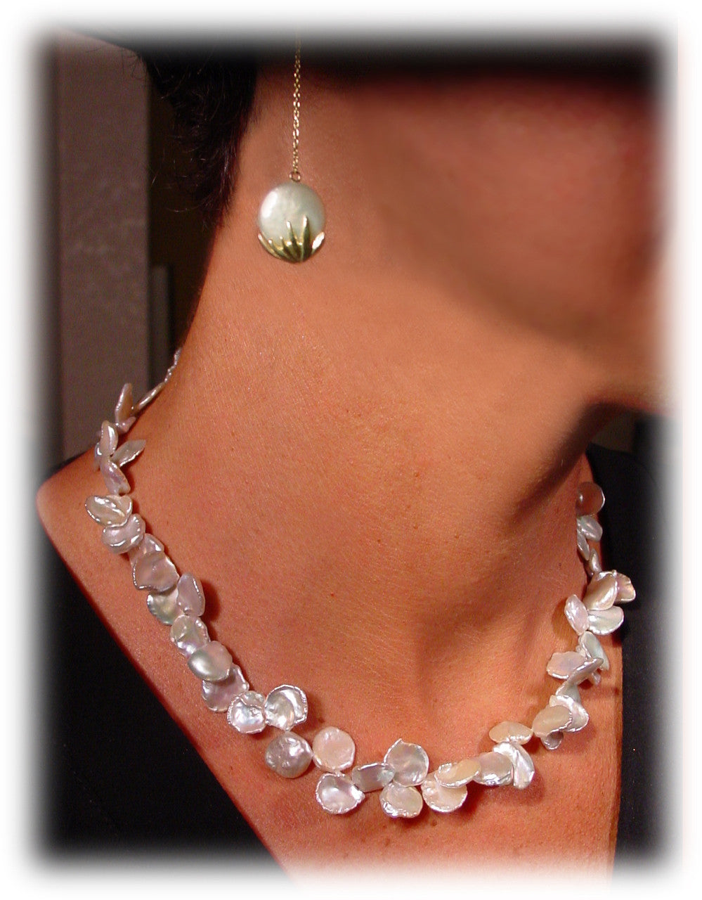 Metal Petals- Drop Earrings-14K Gold
