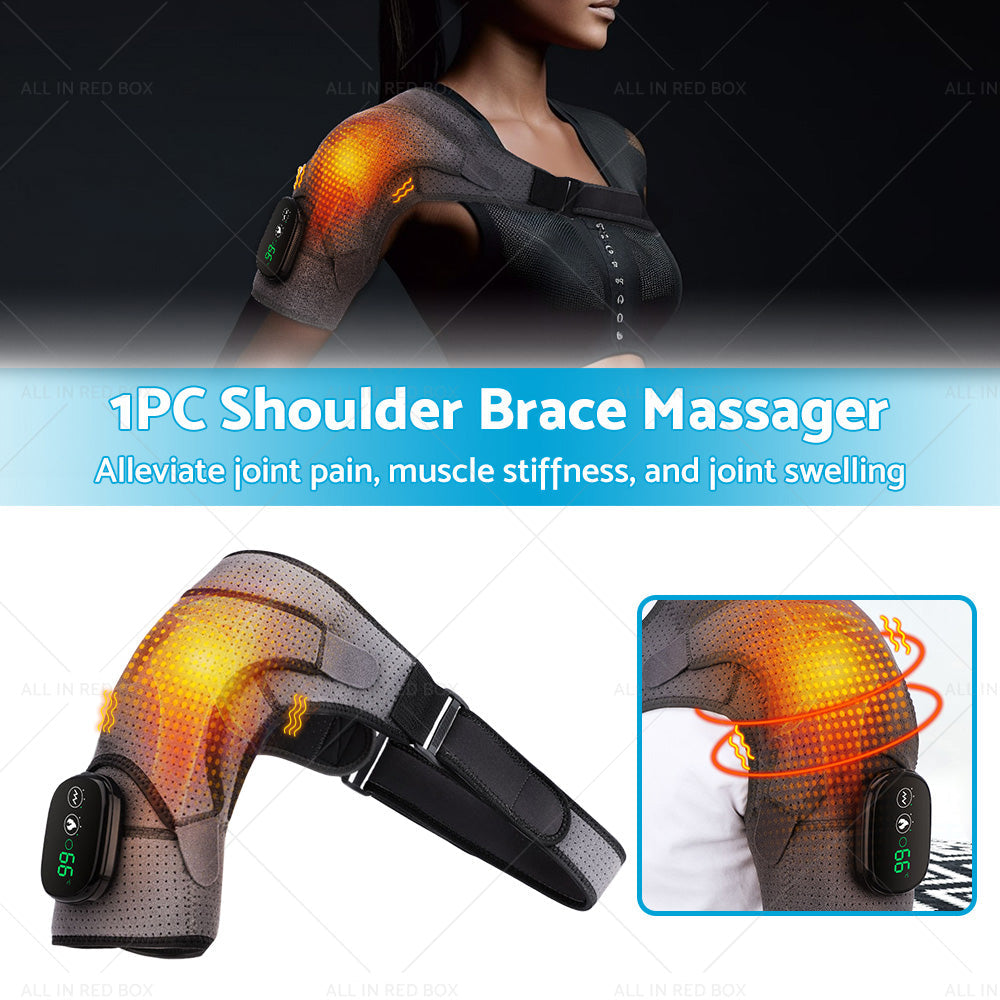 Heated Shoulder Brace Massage Rotator Cuff Support Compression Wrap Rechargeable