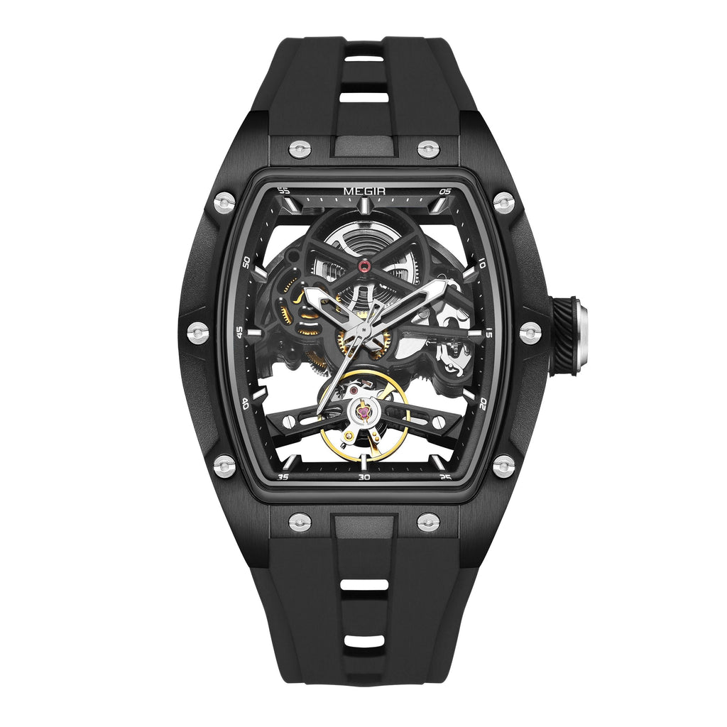 MEGIR Original Fashion Men Watches Automatic Mechanical Watch Steel Case Sport Skeleton Dial Wristwatch Waterproof Clock Reloj Hombre 2242