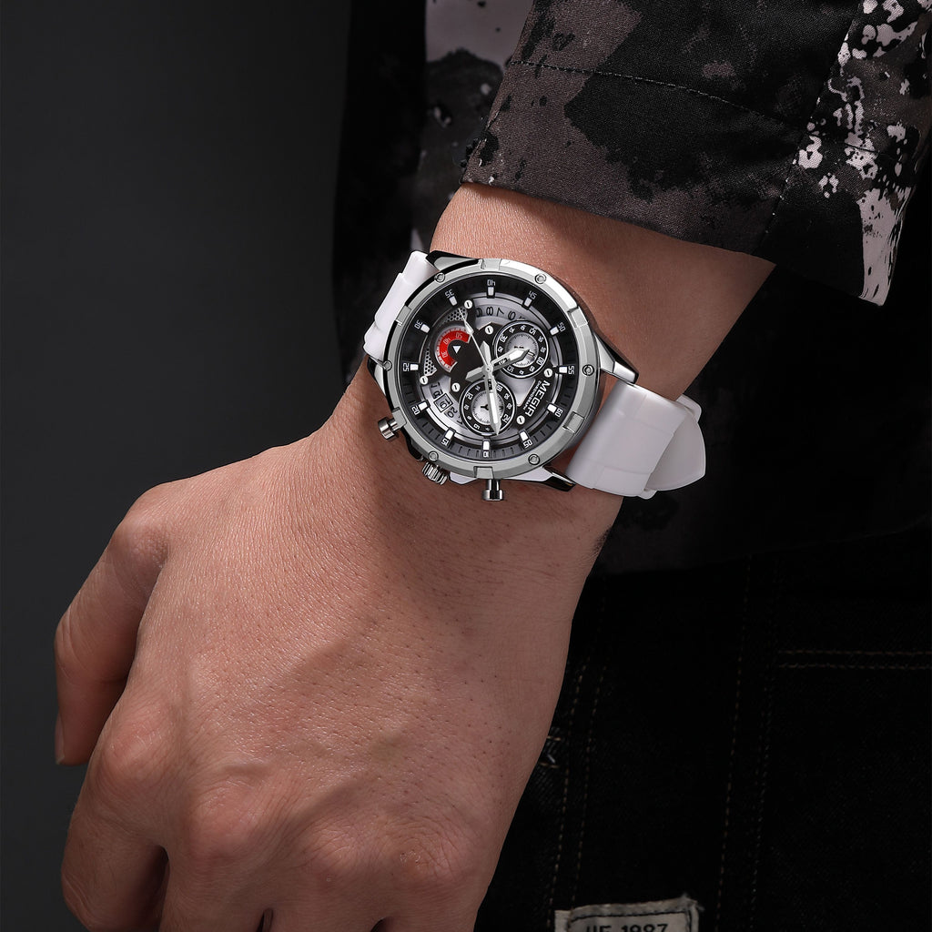 MEGIR Men's Sport Watches Silicone Strap Military Quartz Chronograph Waterproof Luminous Wristwatch 24-hour Auto Date Reloj Hombre 2248