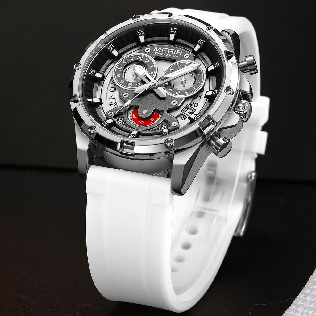 MEGIR Men's Sport Watches Silicone Strap Military Quartz Chronograph Waterproof Luminous Wristwatch 24-hour Auto Date Reloj Hombre 2248