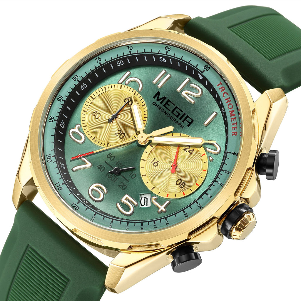 MEGIR Men Watches Luxury Quartz Wristwatch Gray Waterproof Military Sports Chronograph Silicone Strap Clock Montre Homme 2230