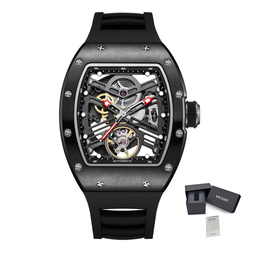 MEGIR 42MM Hollow Out Men Mechanical Watch Clock Stainless Steel Case Luminous Waterproof Automatic Watches Wristwatch 9190-13