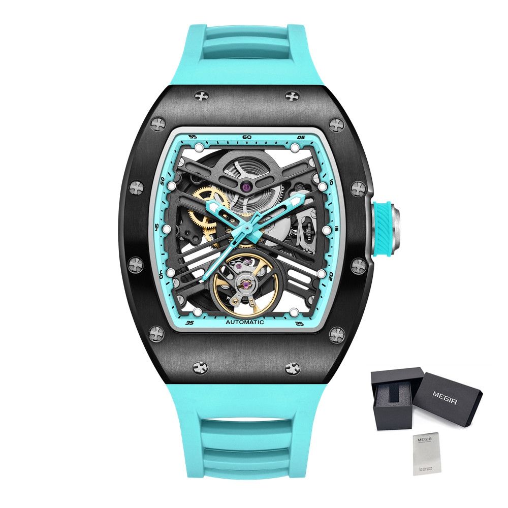 MEGIR 42MM Hollow Out Men Mechanical Watch Clock Stainless Steel Case Luminous Waterproof Automatic Watches Wristwatch 9190-13