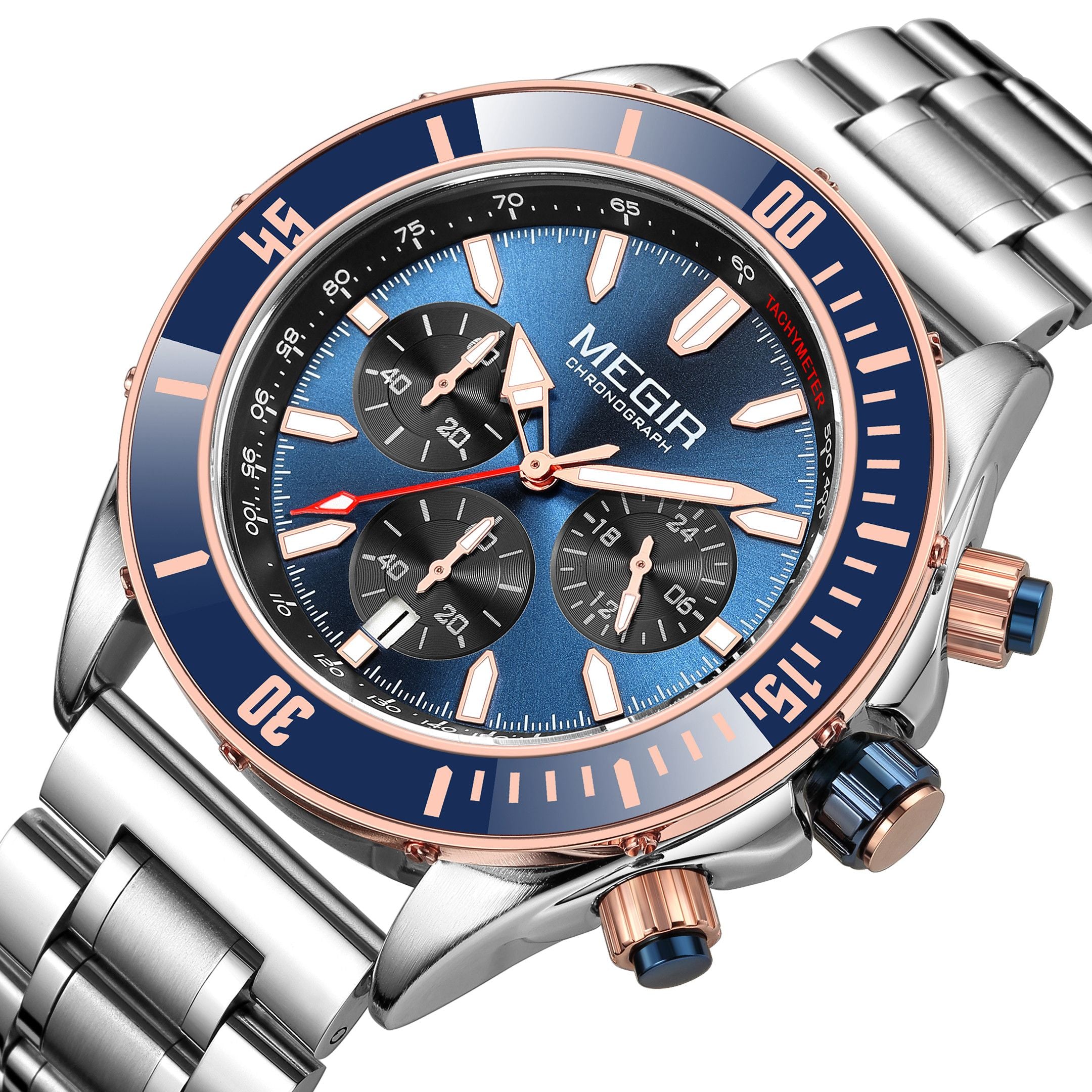 MEGIR Men Watch with Chronograph Fashion Quartz Military Waterproof Calendar Business Casual Wristwatches Clock Montre Homme 2226