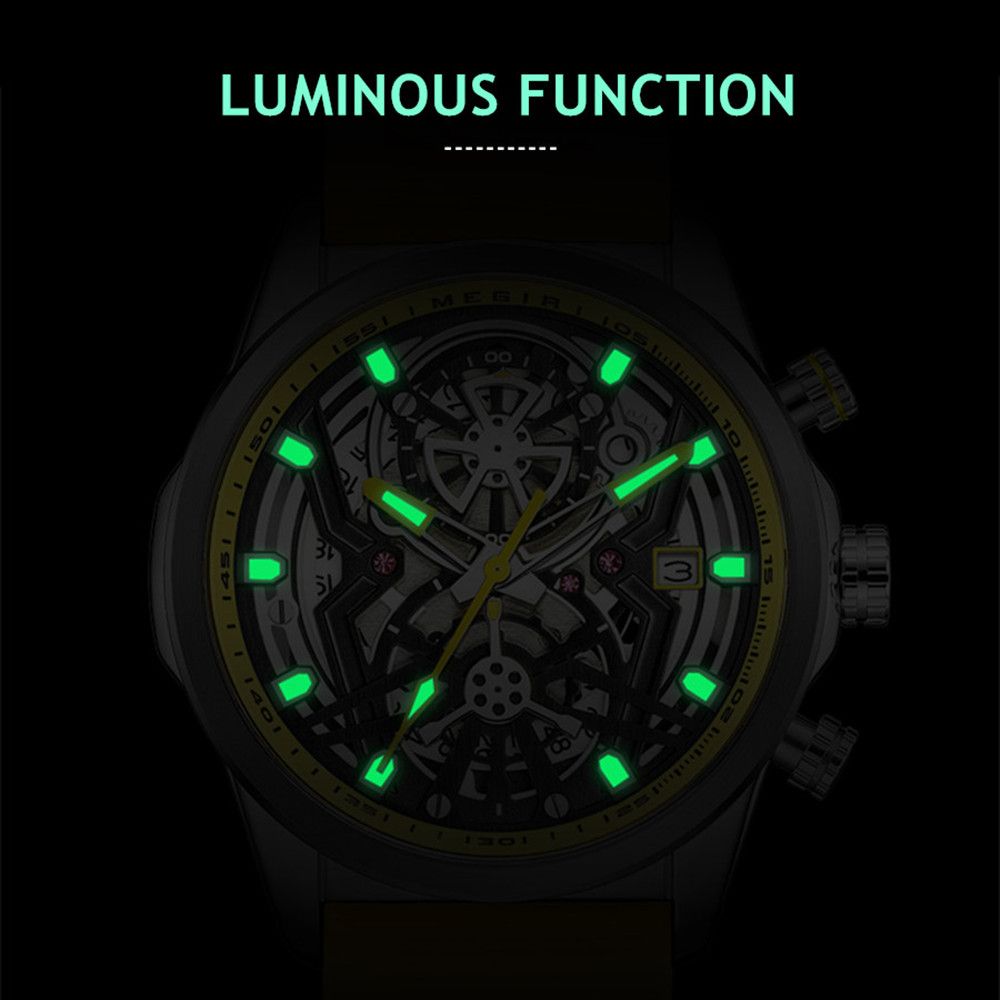 MEGIR Men's Watch Chronograph Fashion Quartz Wristwatch Waterproof Luminous Sports Military Watches Clock with Auto Date 2235