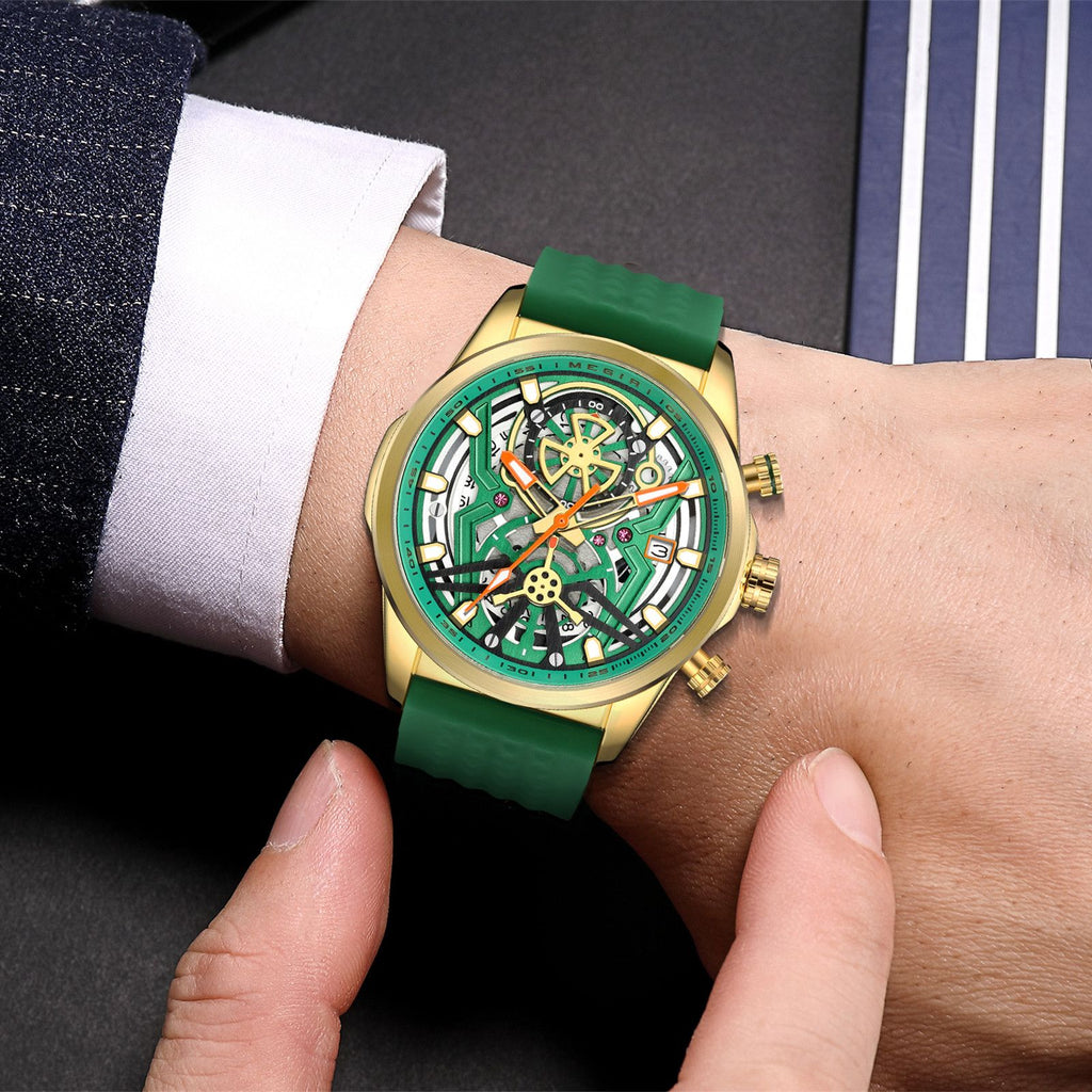 MEGIR Men's Watch Chronograph Fashion Quartz Wristwatch Waterproof Luminous Sports Military Watches Clock with Auto Date 2235