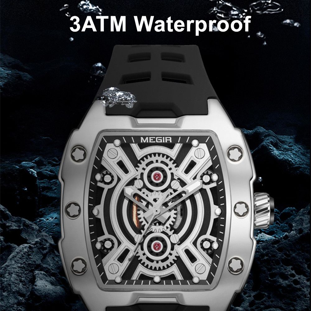 MEGIR Sport Watches for Men Waterproof Male Military Quartz Wristwatch Silicone Strap Large Dial Luminous Watch Montre Homme 8116