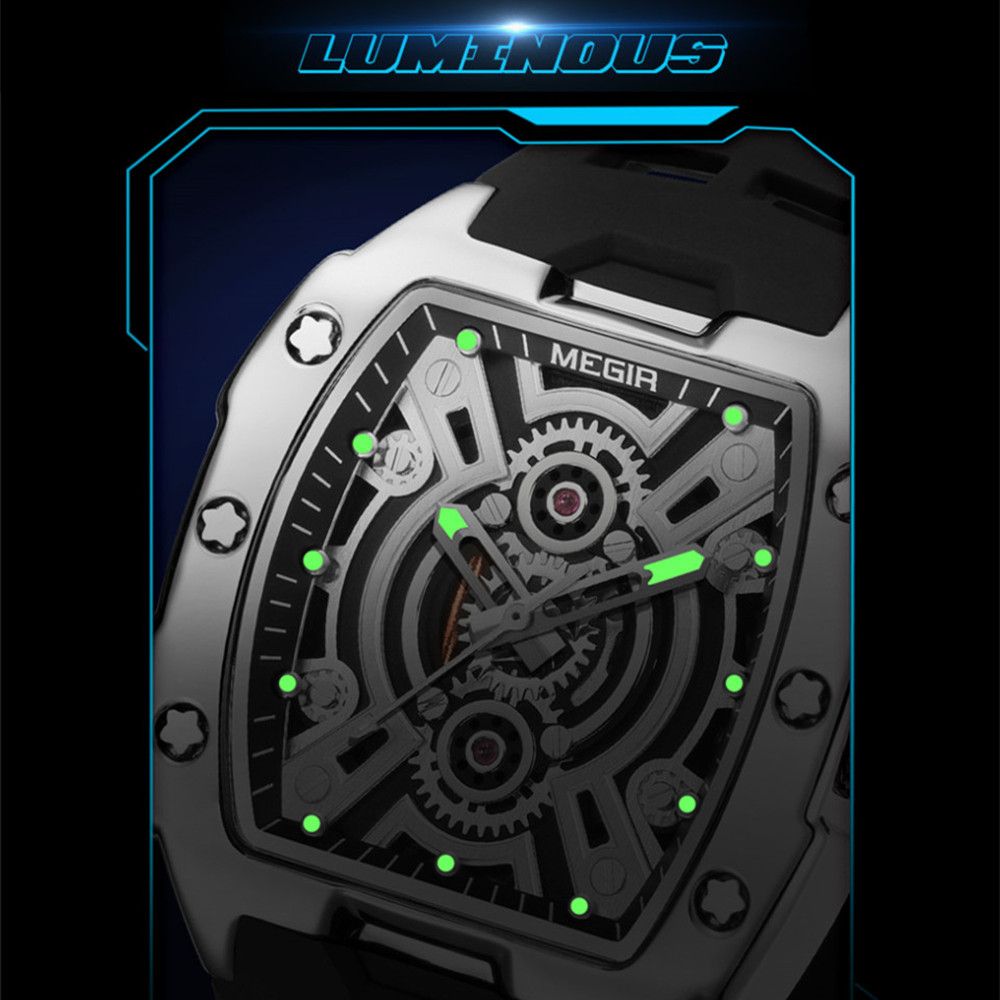 MEGIR Sport Watches for Men Waterproof Male Military Quartz Wristwatch Silicone Strap Large Dial Luminous Watch Montre Homme 8116