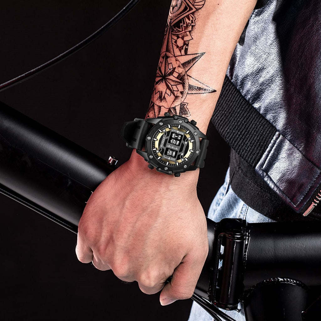 RUIMAS Mens Watches Roller Pointer Sports Quartz WristWatch Fashion  Luxury Silicone Strap Waterproof Relogio Masculino 553