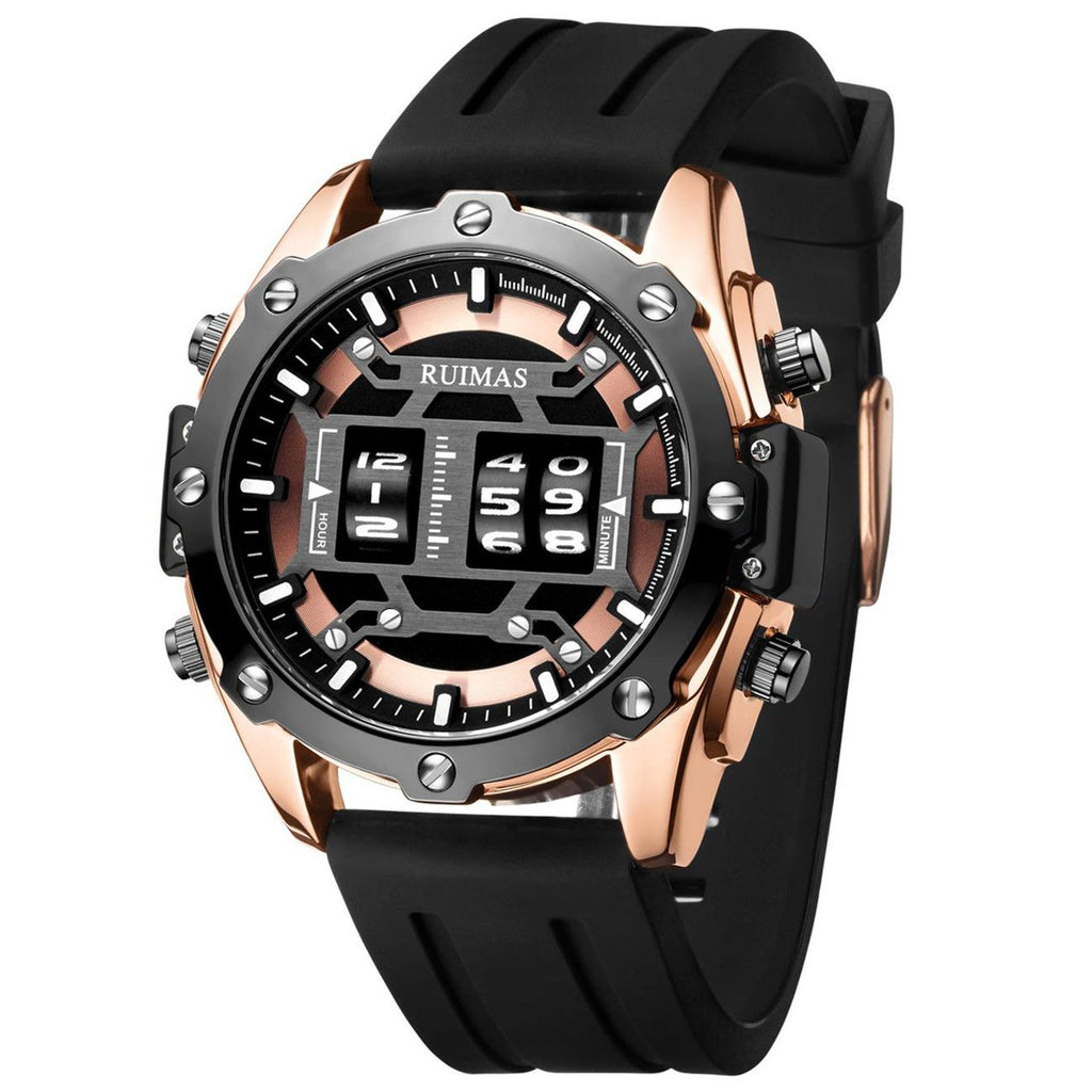 RUIMAS Mens Watches Roller Pointer Sports Quartz WristWatch Fashion  Luxury Silicone Strap Waterproof Relogio Masculino 553
