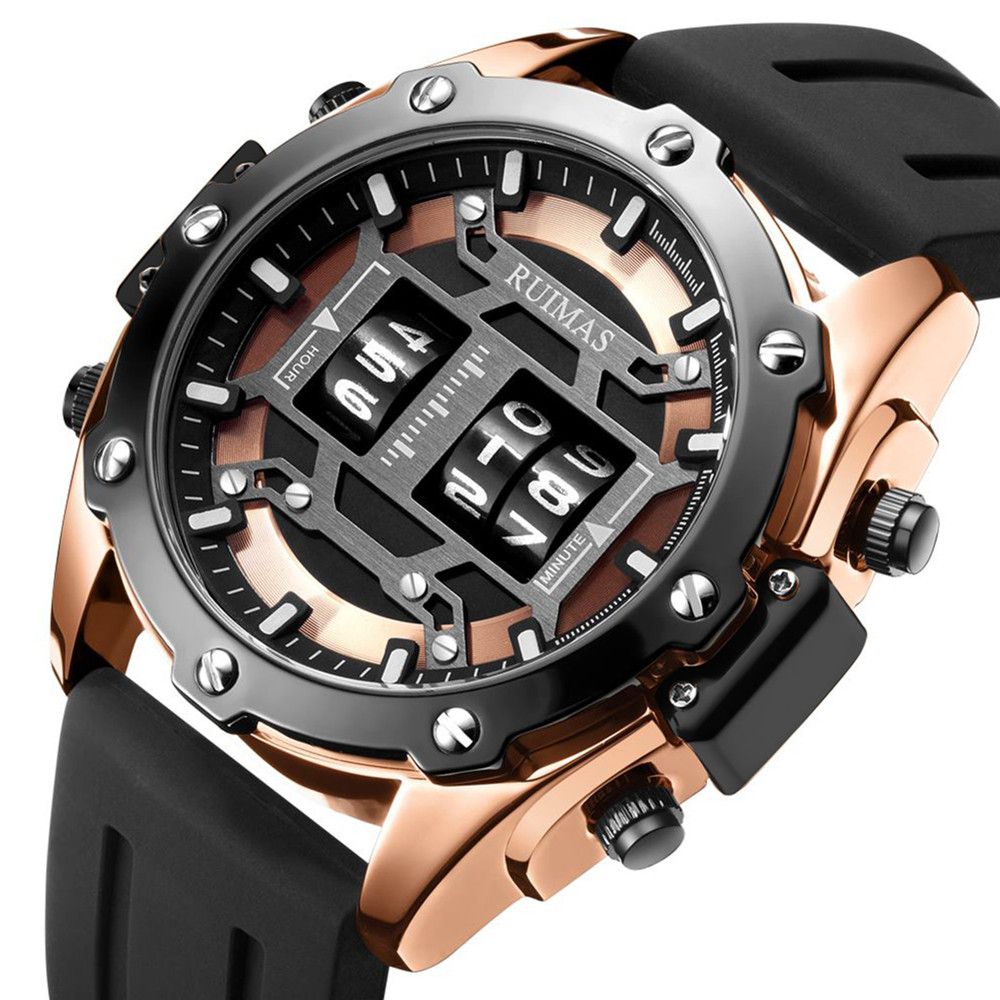 RUIMAS Mens Watches Roller Pointer Sports Quartz WristWatch Fashion  Luxury Silicone Strap Waterproof Relogio Masculino 553