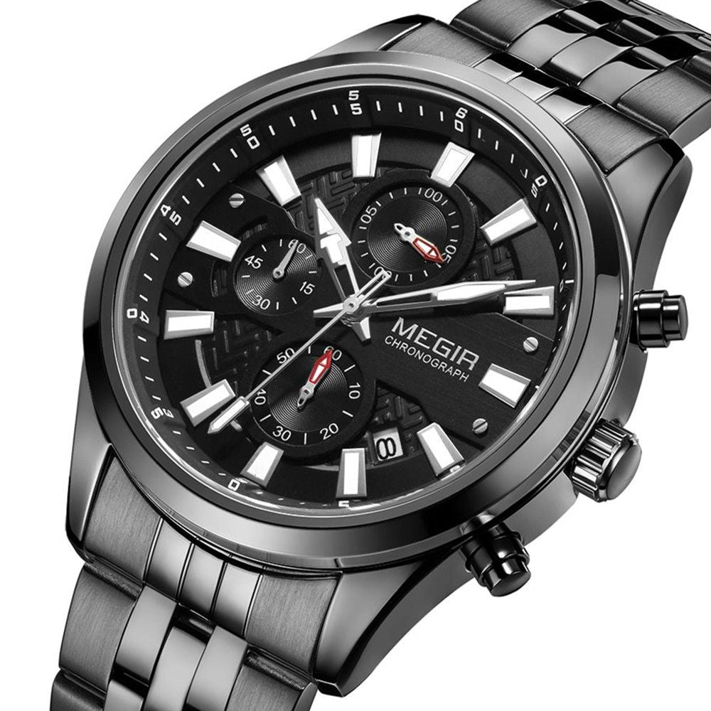 MEGIR Fashion Men Watches Luxury Business Wristwatch Stainless Steel Quartz Watch Calendar Luminous Man Clock Relogio Masculino 2154