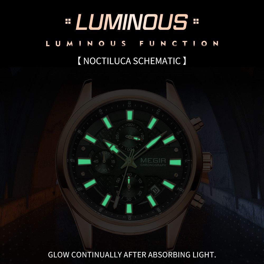 MEGIR Fashion Men Watches Luxury Business Wristwatch Stainless Steel Quartz Watch Calendar Luminous Man Clock Relogio Masculino 2154