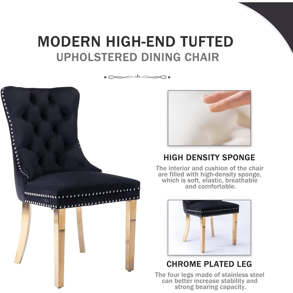 Velvet Wingback Dining Chairs Set Of 6 Mid Century Modern