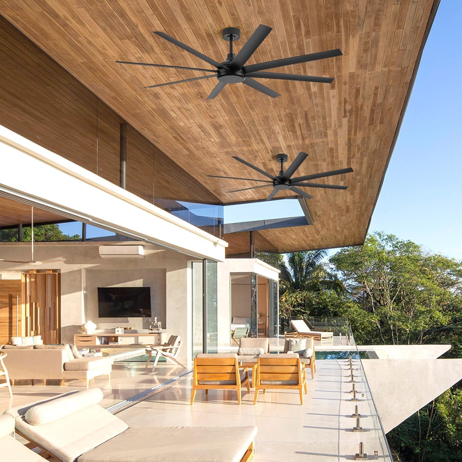 65 Inch Matte Black Ceiling Fan With Remote Quiet DC Motor-2