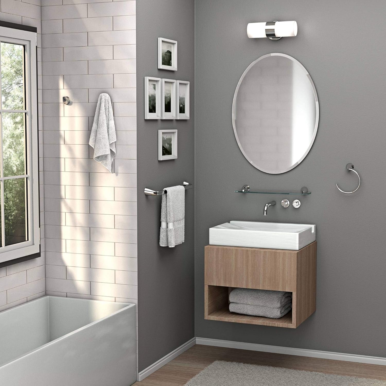Bathroom Wall Mirror 32 Inch High 24 Inch Wide Beveled Frameless Oval For Bath Vanity And Living Room