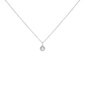 10K White Gold 5MM Cultured Pearl and Diamond Accent Halo Pendant Necklace