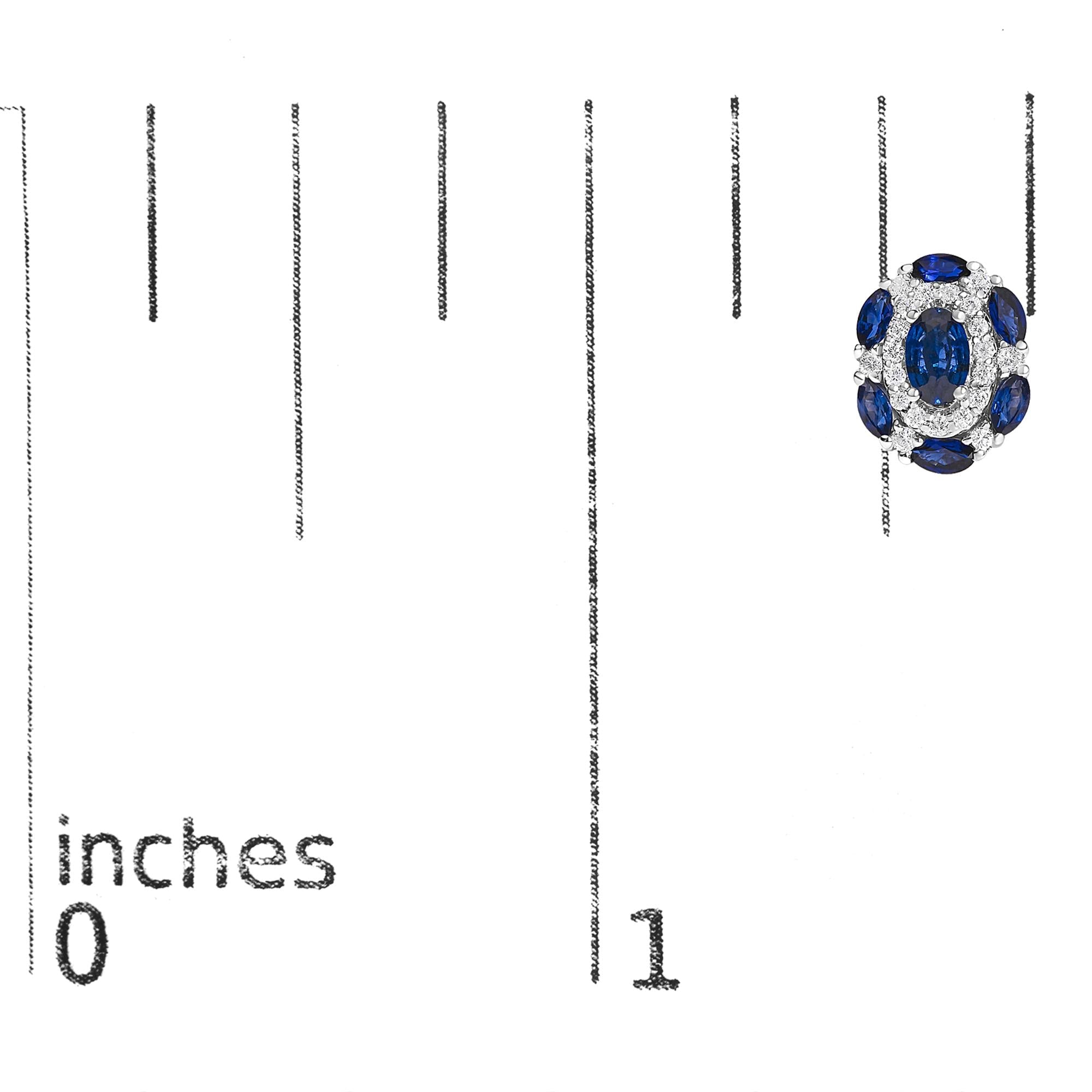 14K White Gold Blue Sapphire and Diamond Vintage Style Stud Earrings (G-H Color, SI2-I1 Clarity)