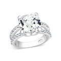 LO5S060- Sterling Silver Ring with CZ In Clear High Polished( NO Plating)