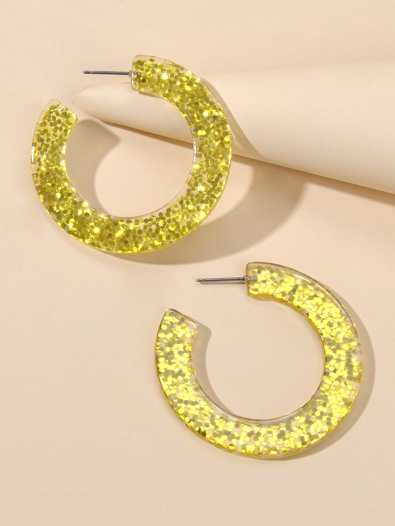 Statement Gold Resin Geometric Acrylic C Shape Hoop Earrings Party Decoration