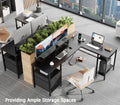 Fifty Nine Inch L Shaped Desk With Black Storage Drawers Unit