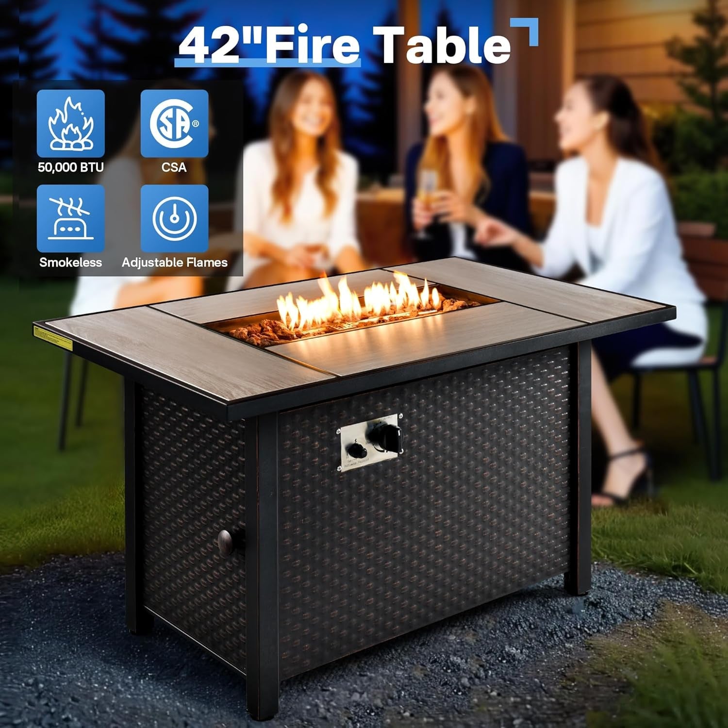 Outdoor Conversation Set with Fire Pit and Swivel Chairs-1