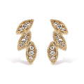 10K Yellow Gold 1/10 Cttw Diamond Triple Leaf Stud Earring (H-I Color, I1-I2 Clarity)