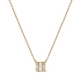 10K Yellow Gold 1/10 Cttw Round and Baguette Diamond Mosaic Composite Square 18" Inch Pendant Necklace (H-I Color, I1-I2 Clarity)