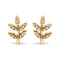 10K Yellow Gold 1/10 Cttw Diamond Accented Leaf and Branch Stud Earrings (H-I Color, I1-I2 Clarity)