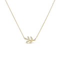 10K Yellow Gold 1/10 Cttw Diamond Leaf and Branch 18" Pendant Necklace (H-I Color, I1-I2 Clarity)