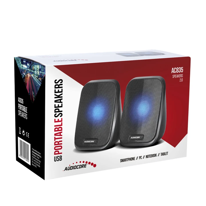 Difuzor stereo AudioCore AC835 2.0, negru, 6 W (AC835)