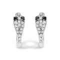10K White Gold 1/5 Cttw Diamond Snake Eyes Huggy Hoop Earrings