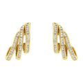 10K Yellow Gold 1.0 Cttw Round Brilliant Cut Diamond Spiral Multi Row Channel Set Open Hoop Pushback Stud Earrings (H-I Color, I1-I2 Clarity)