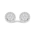 14K White Gold 1/2 Cttw Brilliant-Cut Diamond Halo-Style Cluster Round Button Stud Earrings (H-I Color, I1-I2 Clarity)