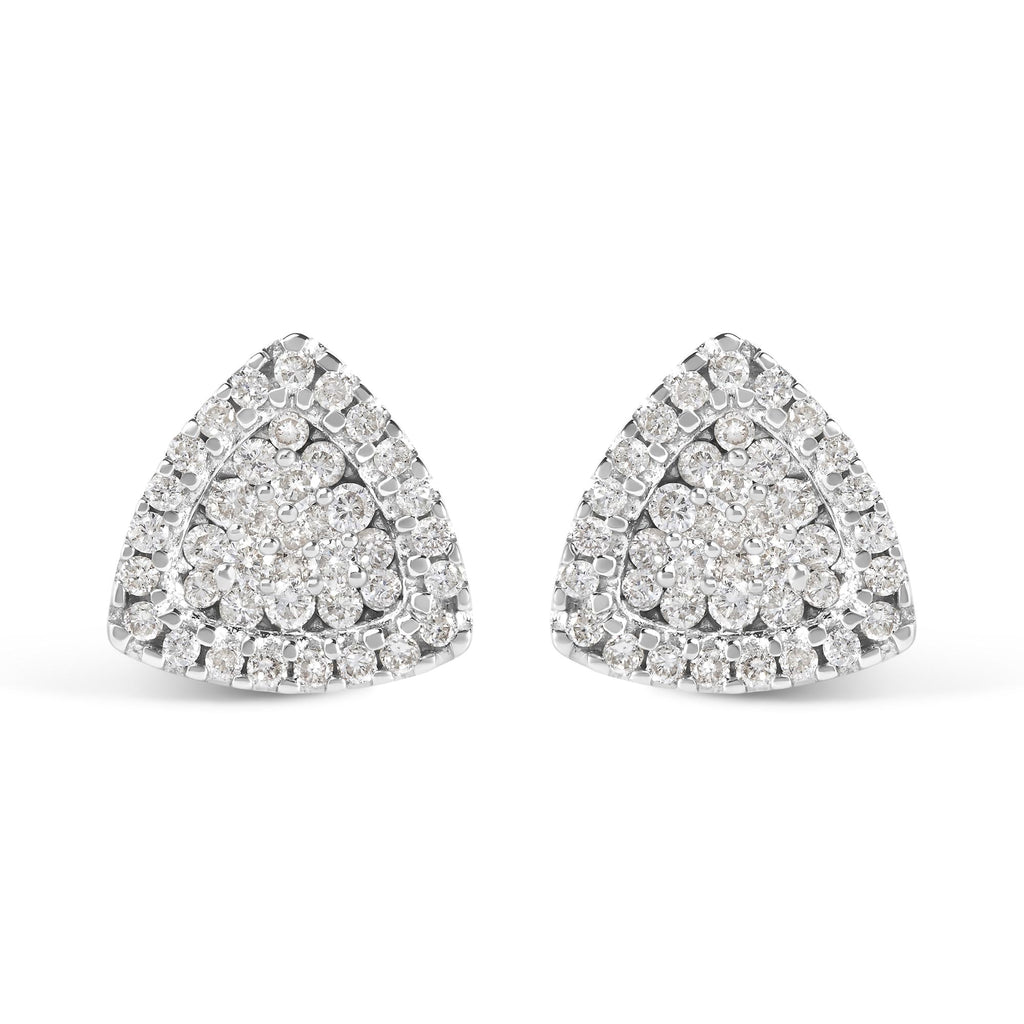14K White Gold 1/2 cttw Trillion Shaped Diamond Stud Earrings (H-I Clarity, SI2-I1 Color)