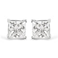 14K White Gold 1 1/2 Cttw Clarity Enhanced Princess Cut Diamond Solitaire Stud Earrings (I-J Color, I1-I2 Clarity)