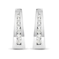 14k White Gold Channel-Set Brilliant Round-Cut Diamond Hoop Earrings (I-J Color, I2-I3 Clarity)